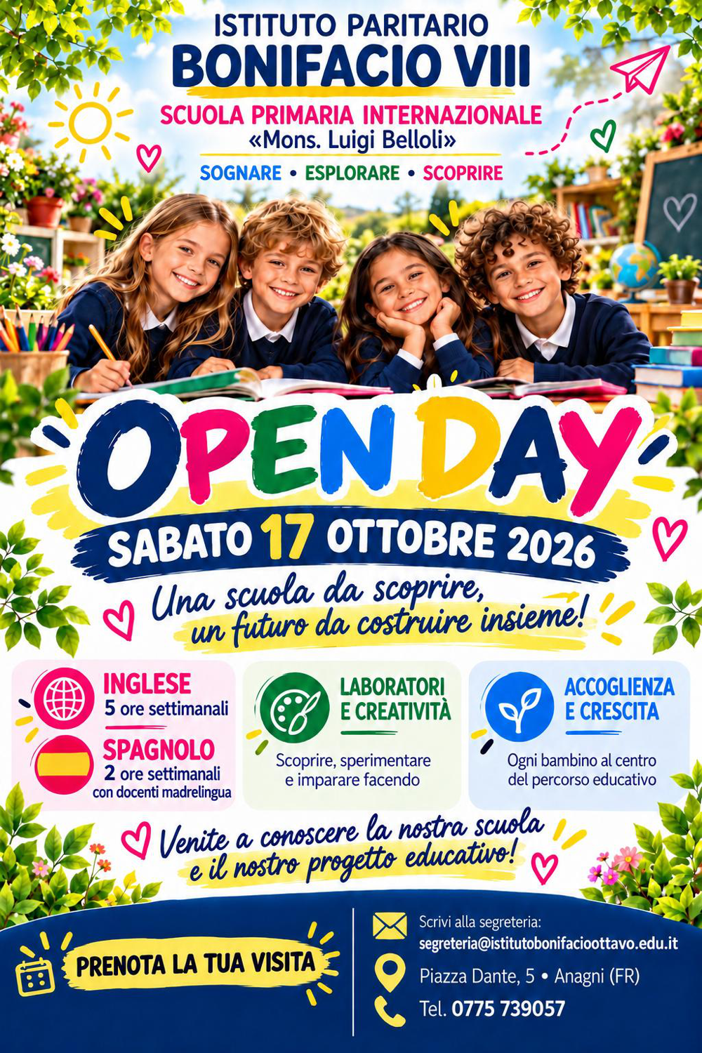 Open Day Scuola Primaria ad Anagni Sabato 17 Ottobre 2026– Istituto Bonifacio VIII 